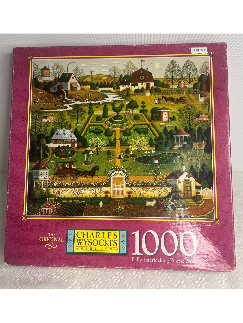 Charles Wysocki Americana Country Garden MB 1000 jigsaw puzzle 1997 VTG